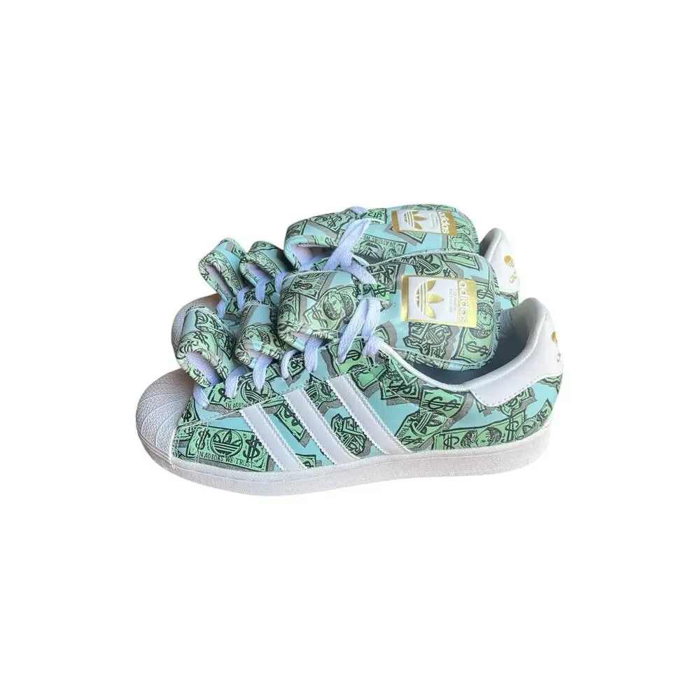 NEW Adidas Jeremy Scott Money Print Superstar Shoes Mens HP6596 Size 8 Rare